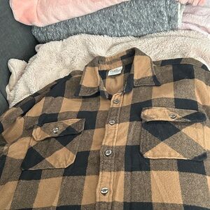 Rothco Black and Tan Plaid Casual Button Down Shirt